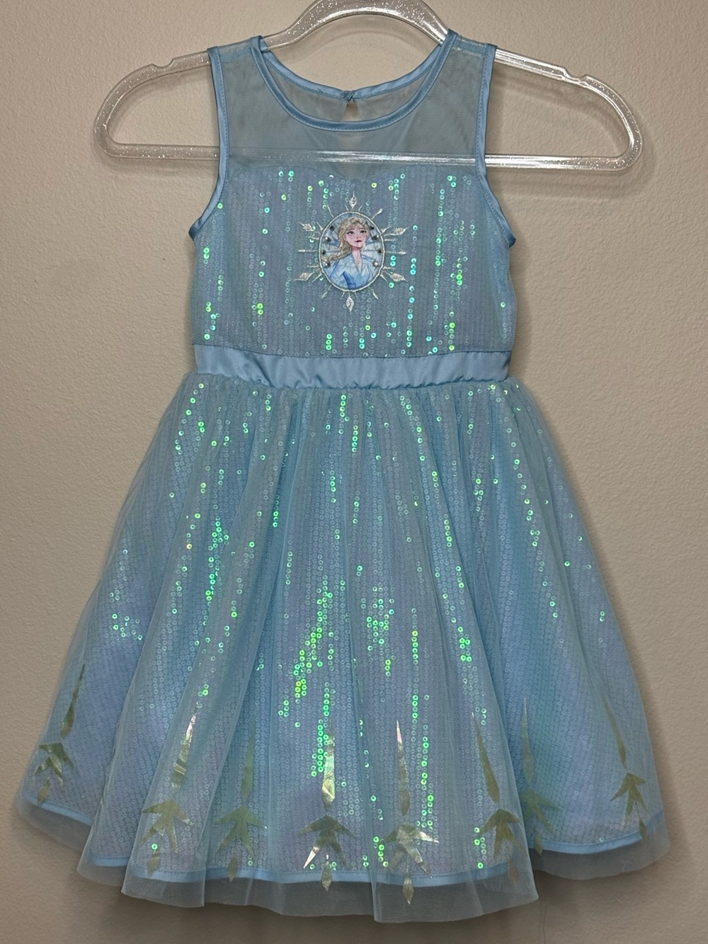 Like New Disney Light Blue Elsa Tulle Dress with Mesh Overlay 5/6